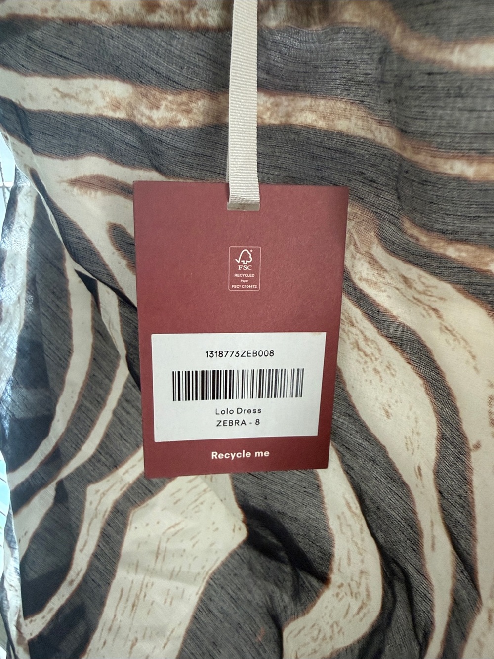 Reformation Lolo Dress Brown - zebra Size 8/6 - Picture 5 of 5